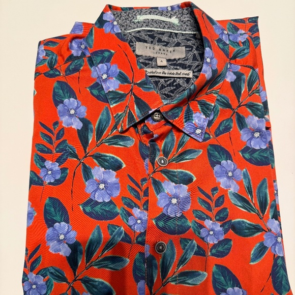 Men's Short Sleeve Ted Baker Floral Shirt - size 4 - Picture 1 of 4